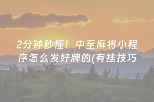 2分钟秒懂！中至麻将小程序怎么发好牌的(有挂技巧辅助器)