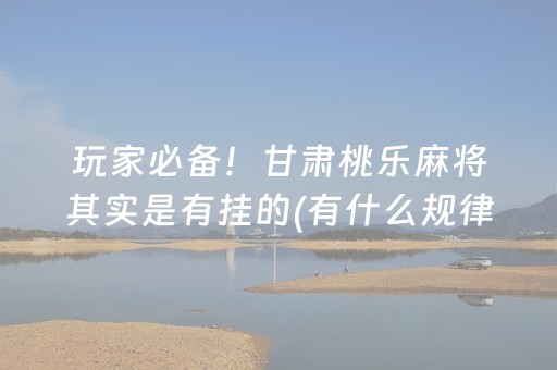 玩家必备！甘肃桃乐麻将其实是有挂的(有什么规律吗)