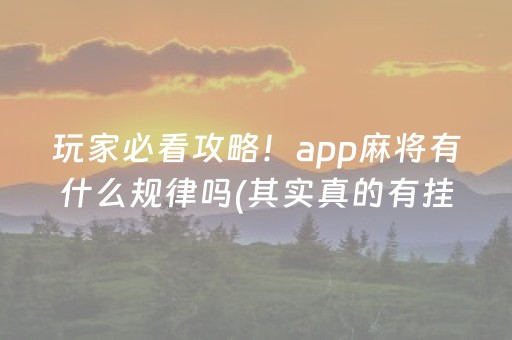 玩家必看攻略！app麻将有什么规律吗(其实真的有挂)