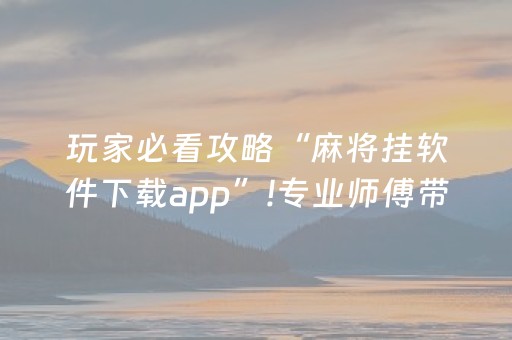 玩家必看攻略“麻将挂软件下载app”!专业师傅带你一起了解（详细教程）-抖音