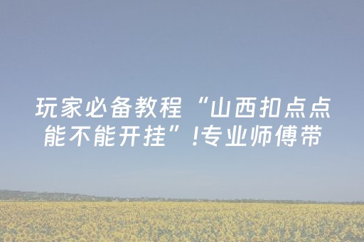 玩家必备教程“山西扣点点能不能开挂”!专业师傅带你一起了解（详细教程）-抖音
