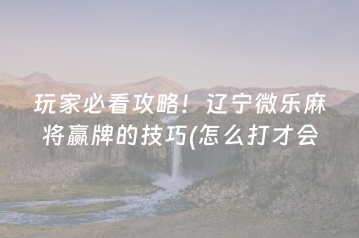 玩家必看攻略！辽宁微乐麻将赢牌的技巧(怎么打才会赢)