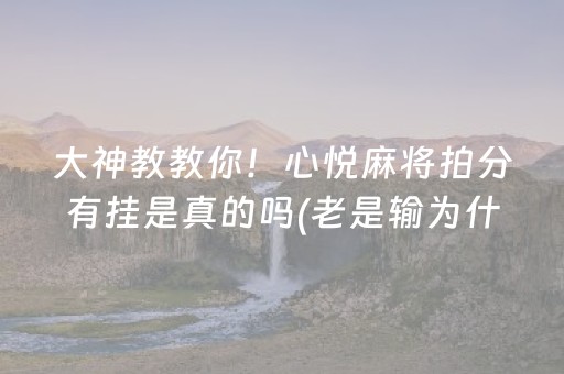 大神教教你！心悦麻将拍分有挂是真的吗(老是输为什么)