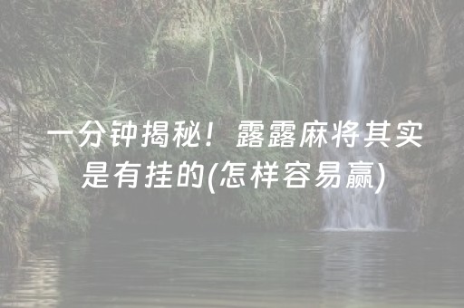 一分钟揭秘！露露麻将其实是有挂的(怎样容易赢)