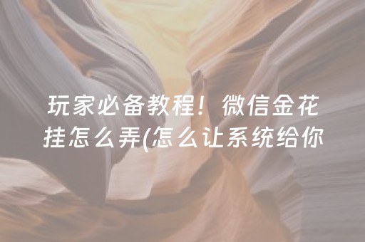 玩家必备教程！微信金花挂怎么弄(怎么让系统给你发好牌)