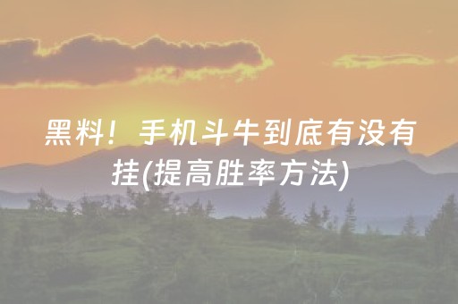 黑料！手机斗牛到底有没有挂(提高胜率方法)