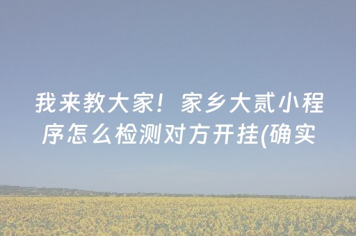 我来教大家！家乡大贰小程序怎么检测对方开挂(确实有挂)