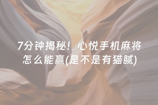 7分钟揭秘！心悦手机麻将怎么能赢(是不是有猫腻)