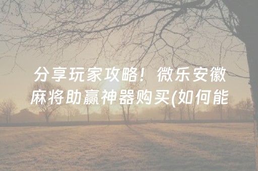 分享玩家攻略！微乐安徽麻将助赢神器购买(如何能得到好牌)