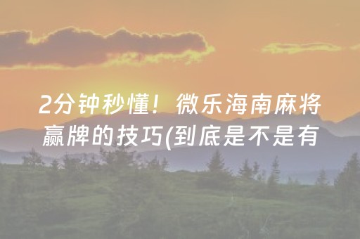 玩家必看攻略“微乐保皇如何让系统发好牌”（专用神器下载)
