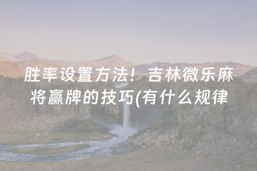 终于懂了“微乐安徽麻将专用神器”（为什么有人一直赢)