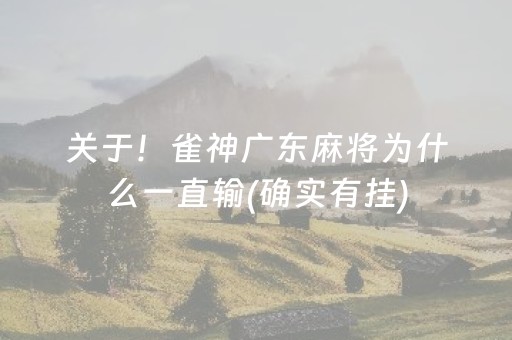关于！雀神广东麻将为什么一直输(确实有挂)