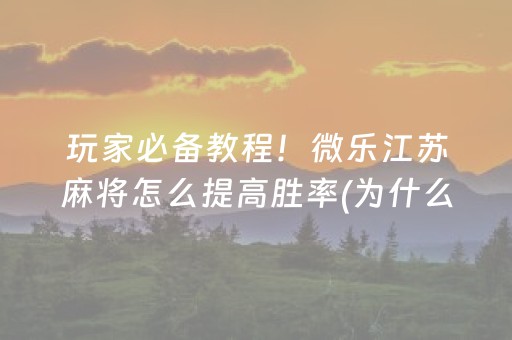 玩家必备教程！微乐江苏麻将怎么提高胜率(为什么一直输)