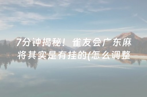 7分钟揭秘！雀友会广东麻将其实是有挂的(怎么调整胜率)