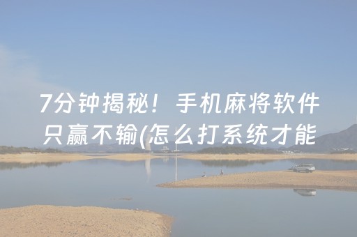 7分钟揭秘！手机麻将软件只赢不输(怎么打系统才能给好牌)