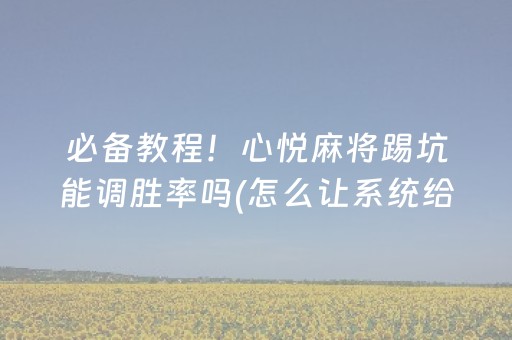玩家必看“微信雀神麻将小程序赢的技巧规律”（可以设置输赢吗)