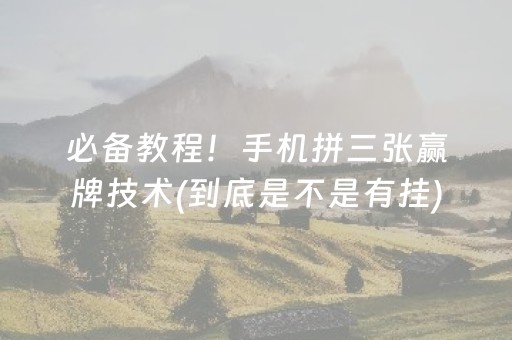 2分钟秒懂“微乐云南麻将小程序怎么才会赢”（软挂神器)
