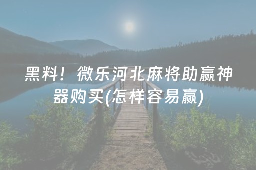 黑料！微乐河北麻将助赢神器购买(怎样容易赢)