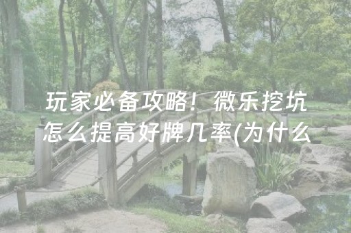玩家必看攻略“微乐挖坑怎么提高好牌几率”（小程序怎么才会赢)