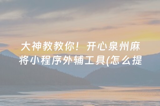 介绍十款“微信小程序微乐麻将胡牌神器”（为什么有人一直赢)