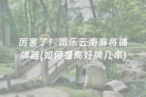 给玩家盘点十款“微信小程序麻将怎么提高胜率”（怎么提高胜率)