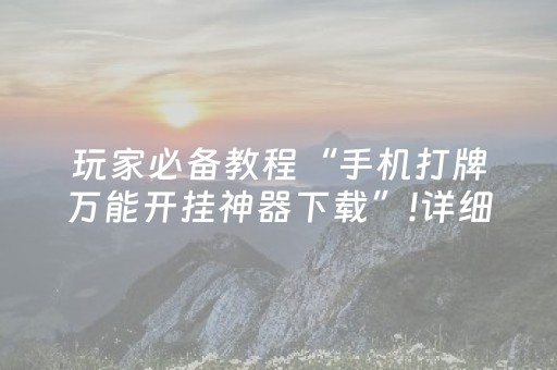 玩家必看“小程序微乐麻将万能开挂器”（必赢神器免费安装)