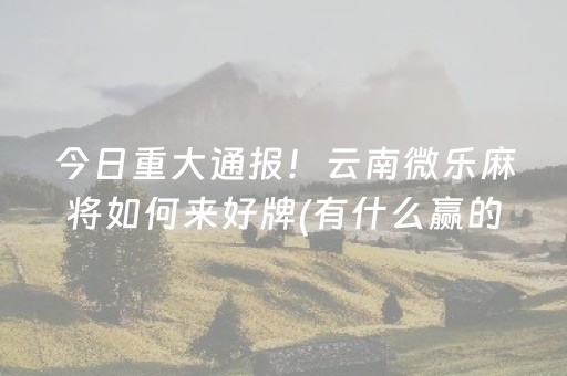 今日重大通报！云南微乐麻将如何来好牌(有什么赢的技巧)