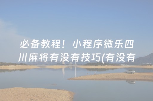 必备教程！小程序微乐四川麻将有没有技巧(有没有技巧)