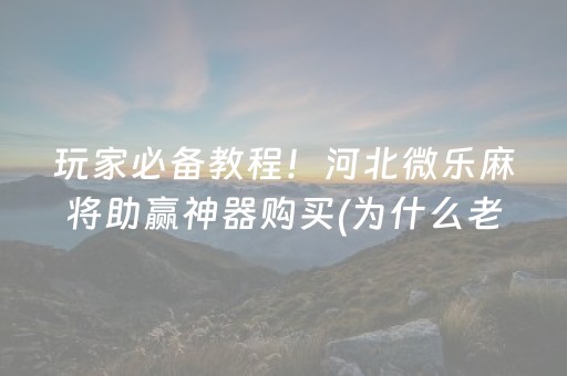 玩家必备教程！河北微乐麻将助赢神器购买(为什么老输)