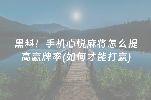 给大家科普一下“雀神麻将助赢神器购买”（小程序控牌器)