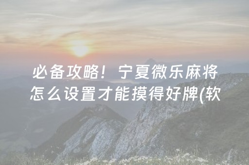 必备攻略！宁夏微乐麻将怎么设置才能摸得好牌(软件只赢不输)