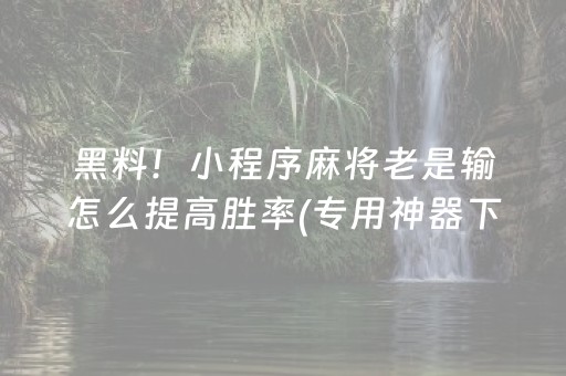 玩家必备攻略“微乐河北麻将自建房胜负规律”（助攻神器)
