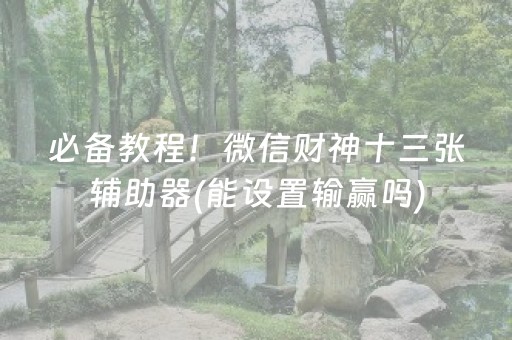 必备教程！微信财神十三张辅助器(能设置输赢吗)