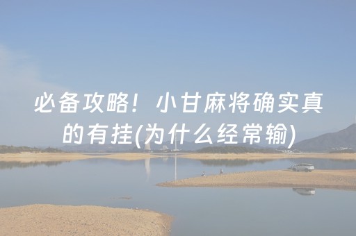 必备攻略！小甘麻将确实真的有挂(为什么经常输)
