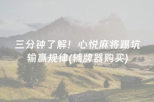 三分钟了解！心悦麻将踢坑输赢规律(辅牌器购买)