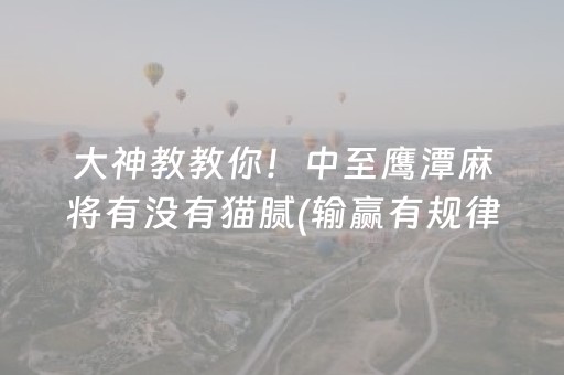 大神教教你！中至鹰潭麻将有没有猫腻(输赢有规律)