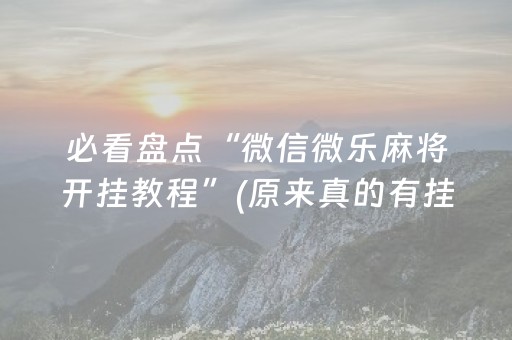 必看盘点“微信微乐麻将开挂教程”(原来真的有挂)-抖音