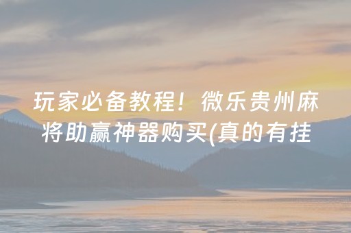 玩家必备教程！微乐贵州麻将助赢神器购买(真的有挂)