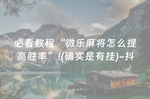必看教程“微乐麻将怎么提高胜率”!(确实是有挂)-抖音