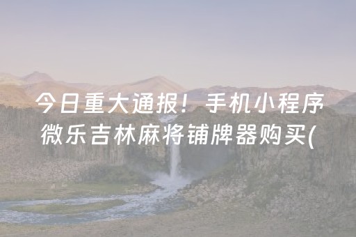 今日重大通报！手机小程序微乐吉林麻将铺牌器购买(怎么打会赢)