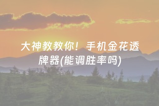 大神教教你！手机金花透牌器(能调胜率吗)