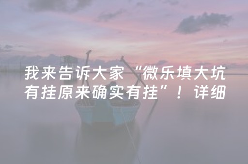 我来告诉大家“微乐填大坑有挂原来确实有挂”！详细开挂教程（确实真的有挂)-抖音