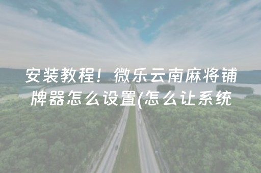 安装教程！微乐云南麻将铺牌器怎么设置(怎么让系统给好牌)