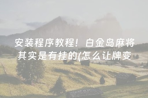 安装程序教程！白金岛麻将其实是有挂的(怎么让牌变好)