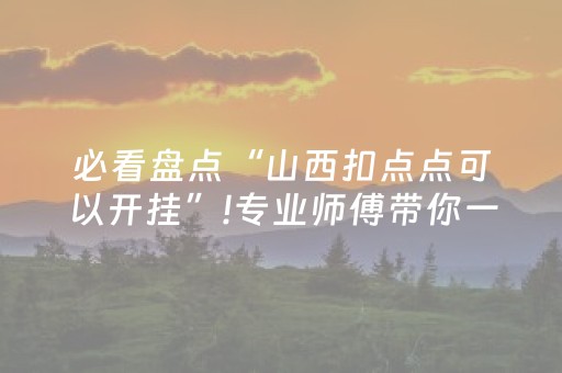 必看盘点“山西扣点点可以开挂”!专业师傅带你一起了解（详细教程）-抖音