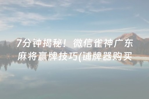 一分钟了解“微信小程序微乐麻将助赢神器”（输赢规律)