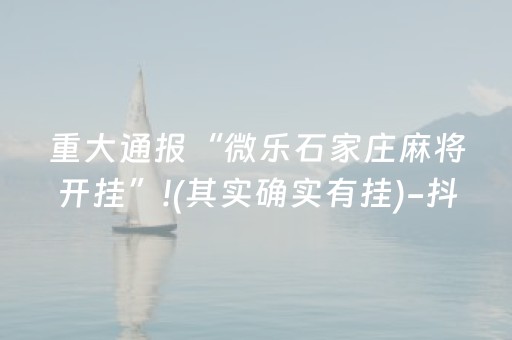 重大通报“微乐石家庄麻将开挂”!(其实确实有挂)-抖音