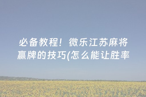 胜率设置方法“微乐安徽麻将输赢规律”（助攻神器)
