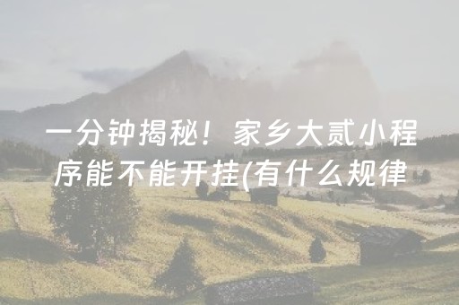 一分钟揭秘！家乡大贰小程序能不能开挂(有什么规律)