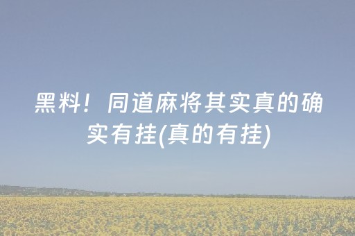 黑料！同道麻将其实真的确实有挂(真的有挂)